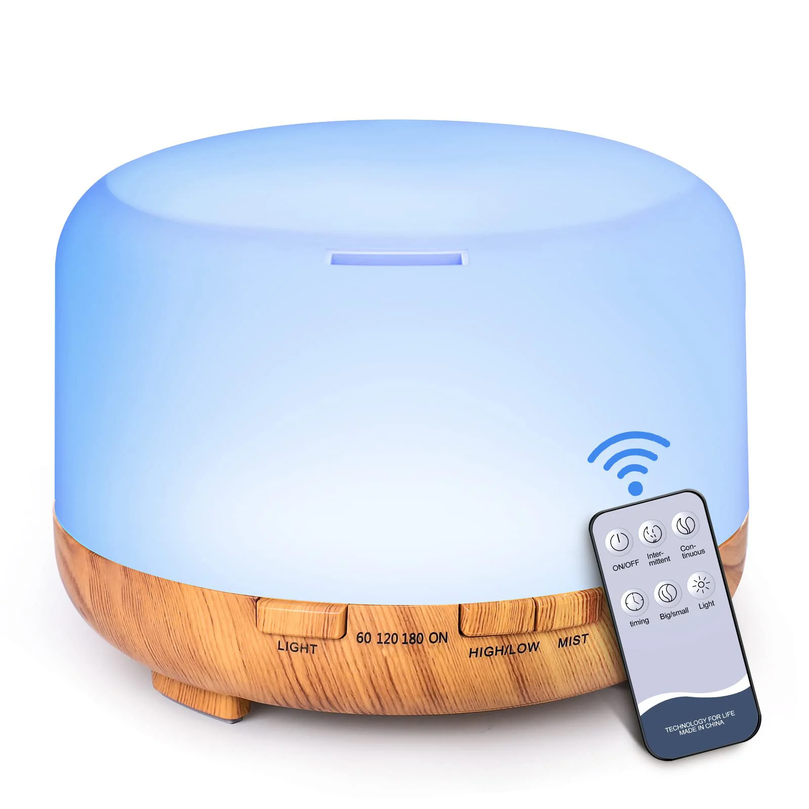 

500ML Aroma Diffuser Wood Grain Air Humidifier Essential Oil Aromatherapy With Remote Control 7 Color Lights for Home Bedroom