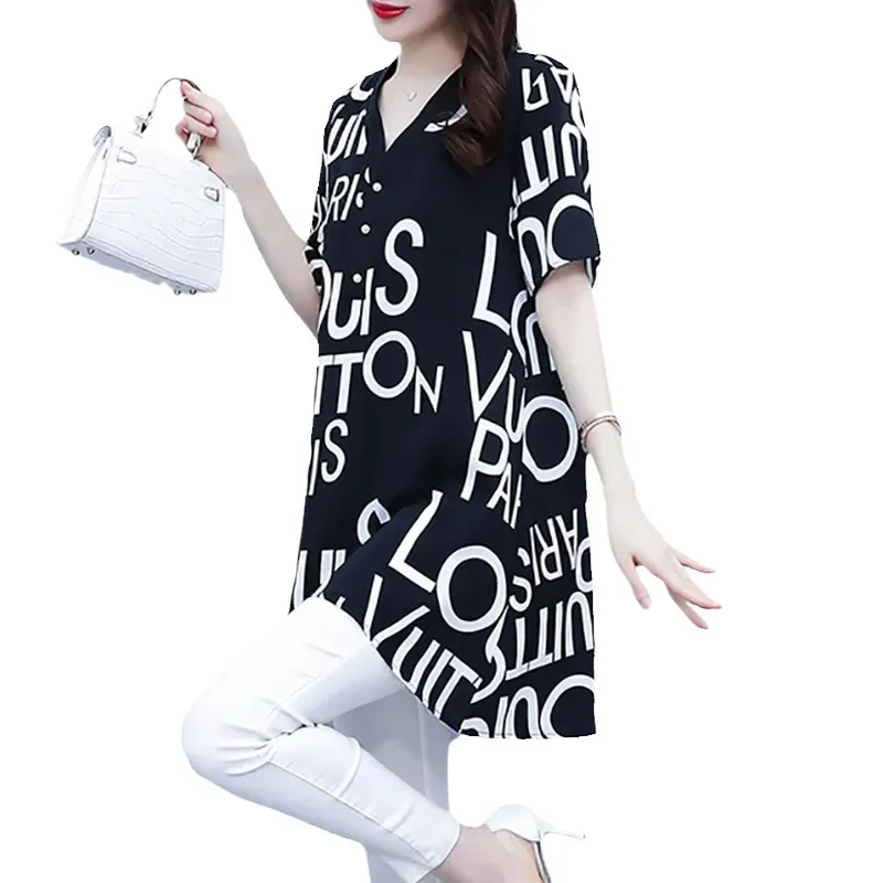 Chiffon Shirt Ladies Summer 2023 New Jacket Fashion Short-Sleeved Shirt Beautiful Belly-Covering Medium-Long Pullover Shirt
Chiffon Shirt Ladies Summer 2023 New Jacket Fashion Short-Sleeved Shirt Beautiful Belly-Covering Medium-Long Pullover Shirt