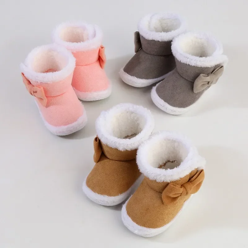 

Ботинки зимние плюшевые для новорожденных, обувь для мальчиков и девочек, теплые пинетки для новорожденных, обувь для детской кроватки