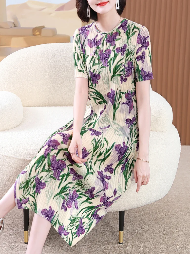 Mother's Summer Modified Chinese Style Women's Elegant Long Dress High-end Pleated Dress 2023 New Floral Dress
Mother's Summer Modified Chinese Style Women's Elegant Long Dress High-end Pleated Dress 2023 New Floral Dress