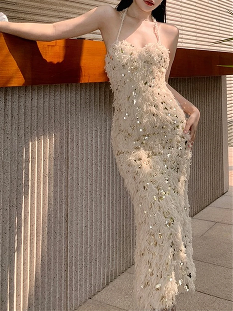 Halter Dress Women Fashion 2023 Sequins Bodycon Evening Party Backless Elegant Sexy Slim Midi Dresses Female Summer Prom Clothes
Halter Dress Women Fashion 2023 Sequins Bodycon Evening Party Backless Elegant Sexy Slim Midi Dresses Female Summer Prom Clothes