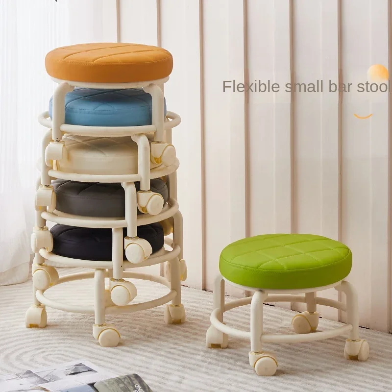 

360° Rotating Rolling Low Round Roller Seat Stool Heavy Duty Footrest Pedicure Stool Pulley Wheel Salons Office Home