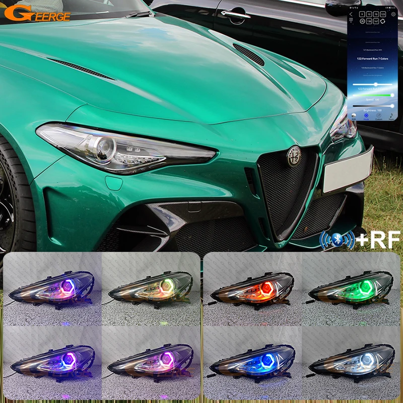 

For Alfa Romeo Giulia 952 2015 - 2022 Bluetooth-Compatible APP Ultra Bright Multi Color RGB LED Angel Eyes Hex Halo Rings