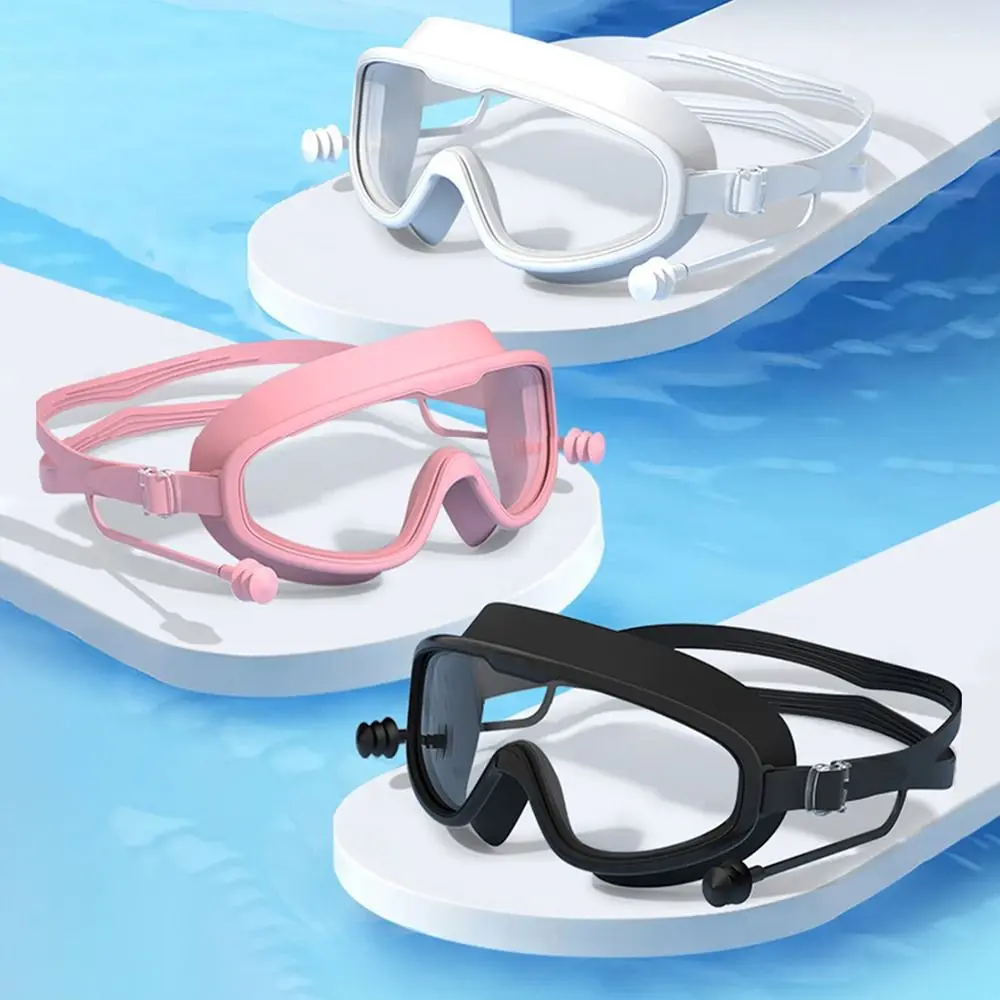 

Big Frame Kids Swimming Goggles Silicone Adjustable Swim Eyewear No Leaking Anti Fog Swimming Glasses with Earplugs Outdoor