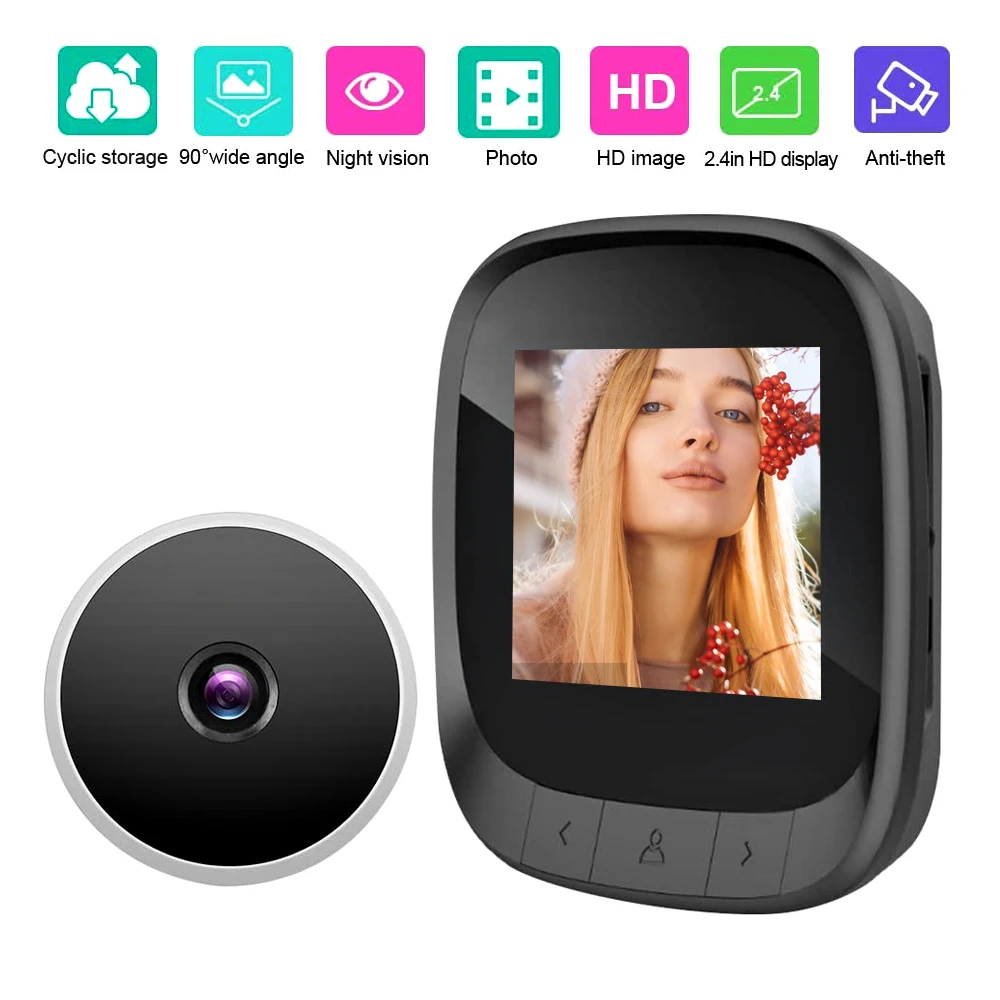 2.4 Inch Door Viewer Mini HD Display Screen Video Peephole Doorbell Night Vision Wide Angle Camera Doorbell for Home Security
2.4 Inch Door Viewer Mini HD Display Screen Video Peephole Doorbell Night Vision Wide Angle Camera Doorbell for Home Security