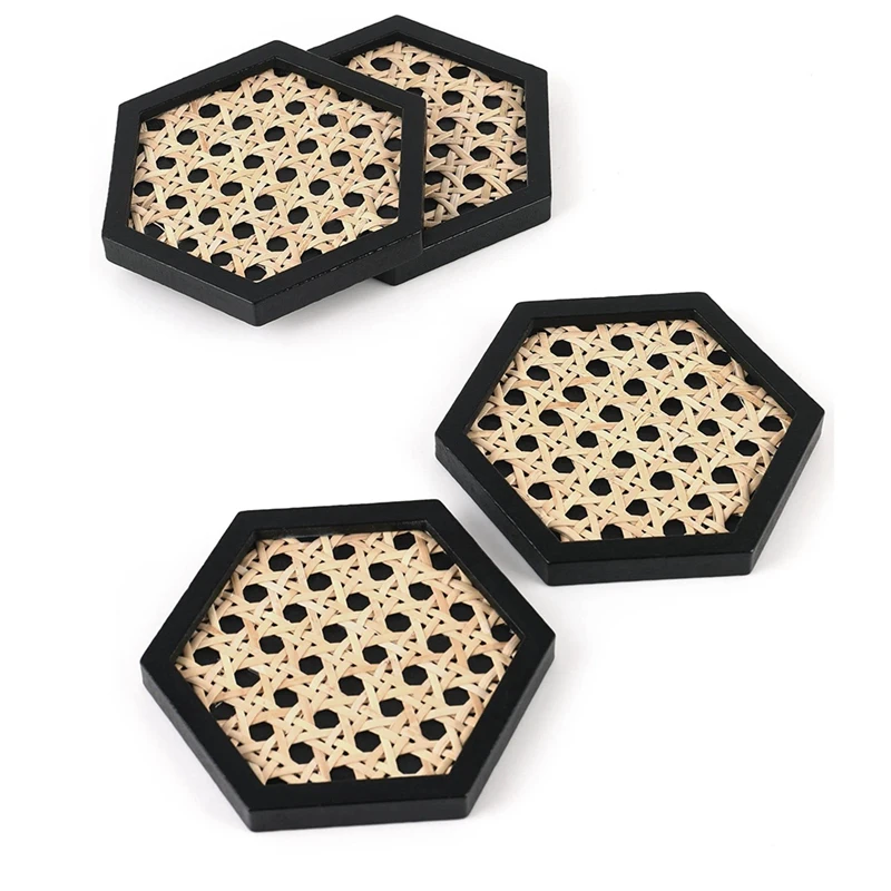 Уникальные деревянные подставки из ротанга, стильный ротанговый декор для защиты поверхностей, набор из 4 классических черных подставок для напитков 
Уникальные деревянные подставки из ротанга, стильный ротанговый декор для защиты поверхностей, набор из 4 классических черных подставок для напитков