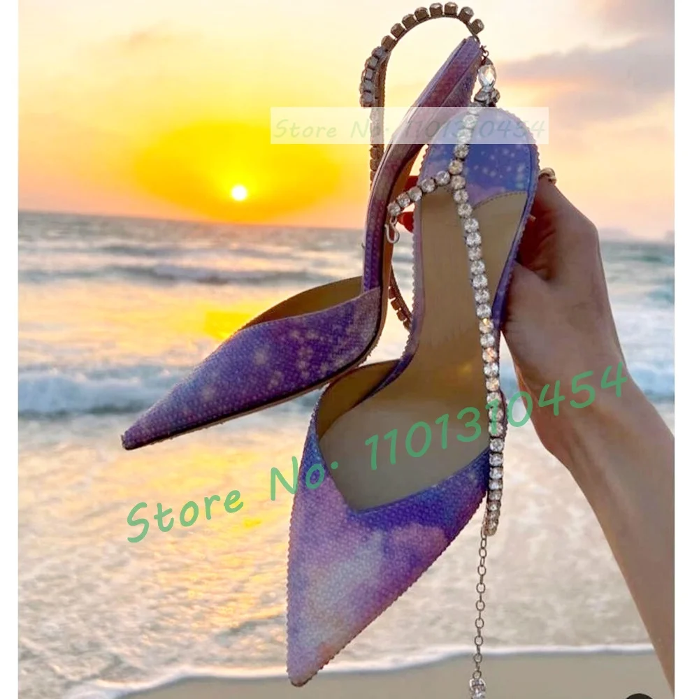 Crystal Chain Multicolor Sandals Women Pointy Fantasy Blue Luxury High Heels Sandals Female Clear Rhinestones Fashion bride Shoe
Crystal Chain Multicolor Sandals Women Pointy Fantasy Blue Luxury High Heels Sandals Female Clear Rhinestones Fashion bride Shoe