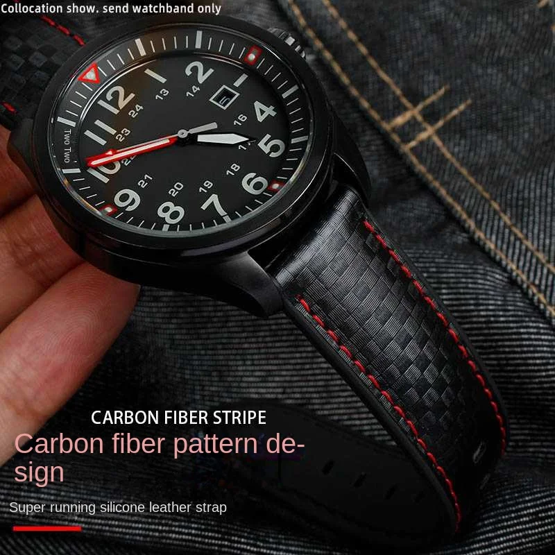 

Силиконовый нижний ремешок с узором из углеродного волокна для часов Citizen Watch Band Sao Orange светильник Energy BM8475/8478/CA0695 22 мм, ремешки для часов