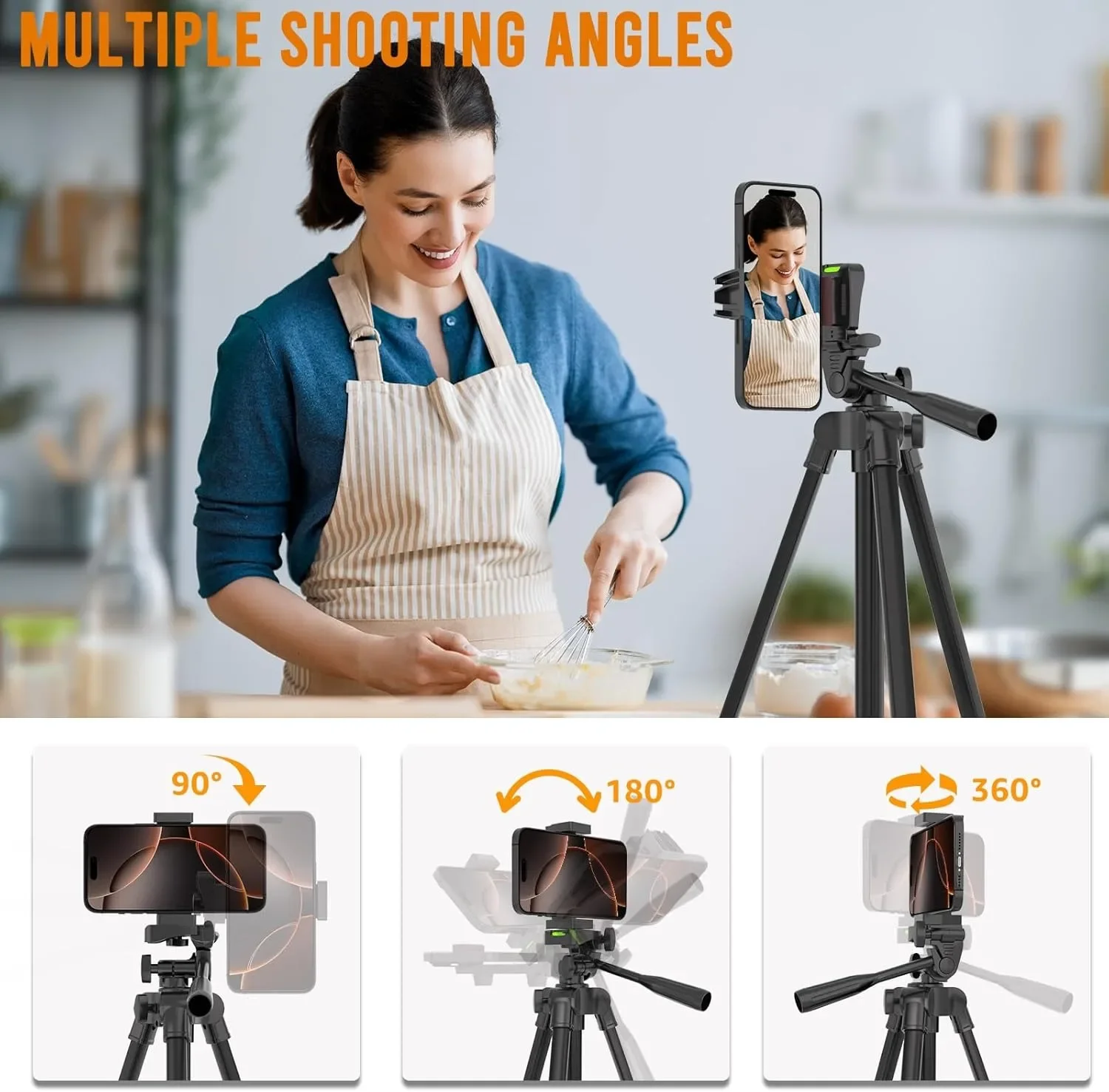 53 Inch Universal Tripod Stand with Bluetooth Remote Adjustable Height for Smartphone Camera Video Photography YouTube 53 Inch Universal Tripod Stand with Bluetooth Remote Adjustable Height for Smartphone Camera Video Photography YouTube