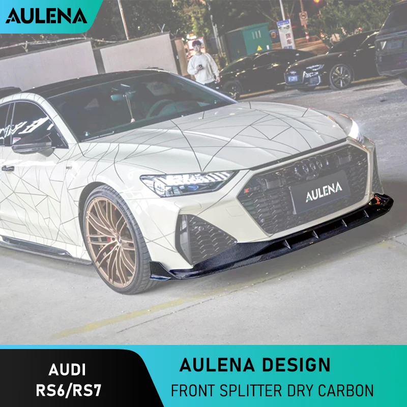 

Aulena Design Dry Carbon Fiber Body Kit Front Splitter Front Lower Lip Spoiler Front Bumper Lip Dry Carbon For Audi RS6/RS7