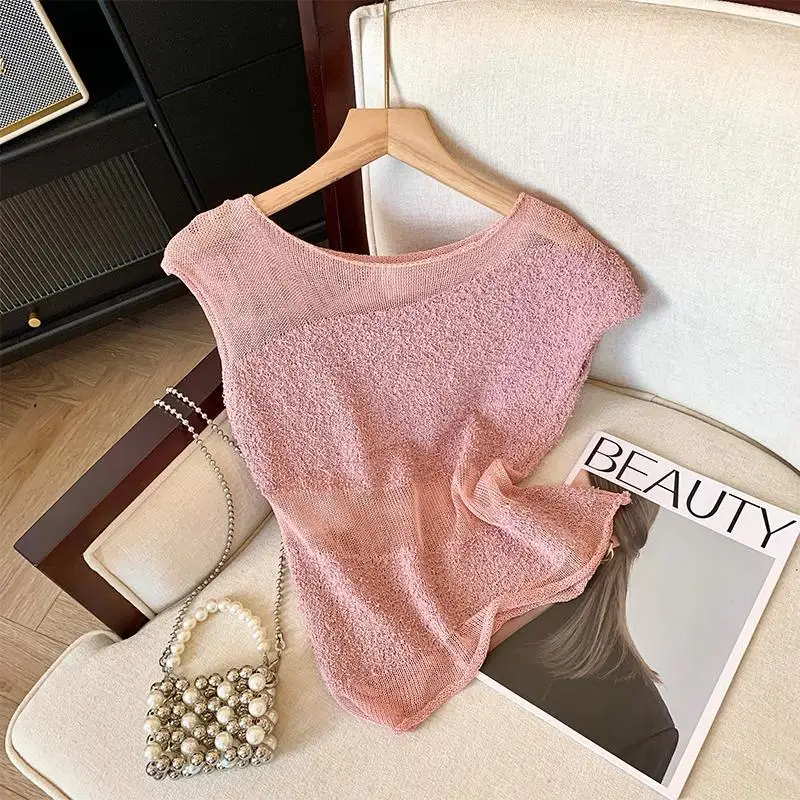 French Sweet Spicy Style Sleeveless Camisole Women 2024 Summer New Irregular Patchwork Pink Mesh Top with Slight Transparency
French Sweet Spicy Style Sleeveless Camisole Women 2024 Summer New Irregular Patchwork Pink Mesh Top with Slight Transparency
