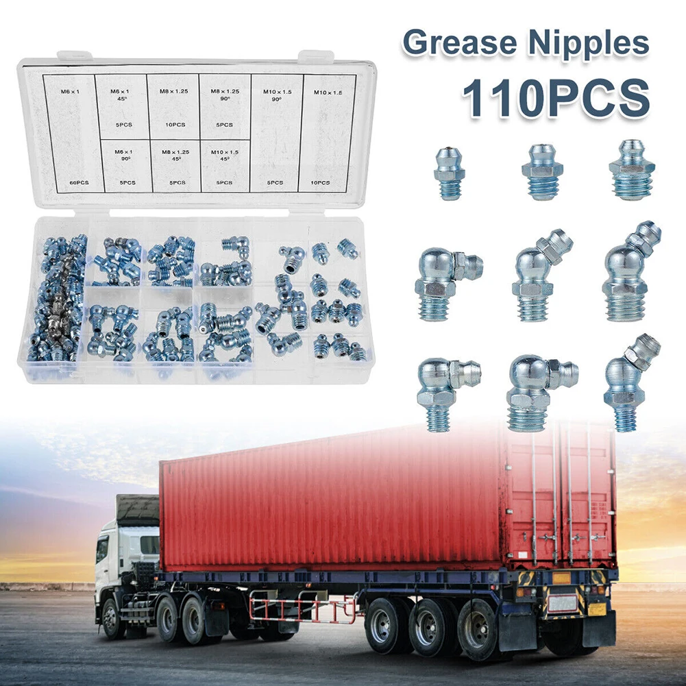 110 Pcs Grease Nipple Assortment M6 M8 M10 Metric Straight Angled Fittings Parts 2024 Hot Sale Brand New And High Quality
110 Pcs Grease Nipple Assortment M6 M8 M10 Metric Straight Angled Fittings Parts 2024 Hot Sale Brand New And High Quality