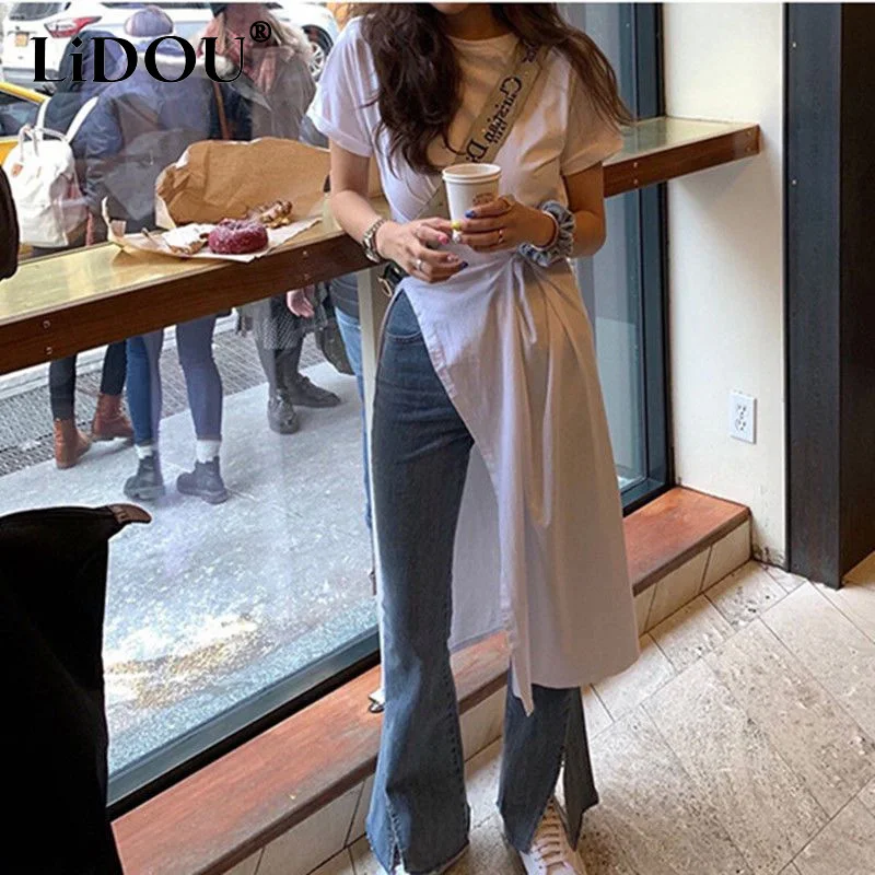 Summer Round Neck Tshirt Dress Women Oversize Button Pleated Asymmetrical Dresses Solid Color Waist Retraction Personality Robe
Summer Round Neck Tshirt Dress Women Oversize Button Pleated Asymmetrical Dresses Solid Color Waist Retraction Personality Robe