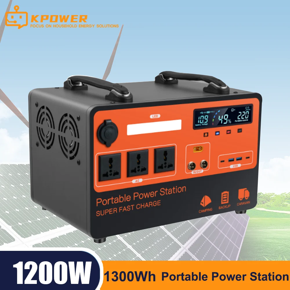 

1200W Power Station 1080wh External Battery Solar Generator Camping Portable Energy Storage System Fishing RV UPS Outdoor