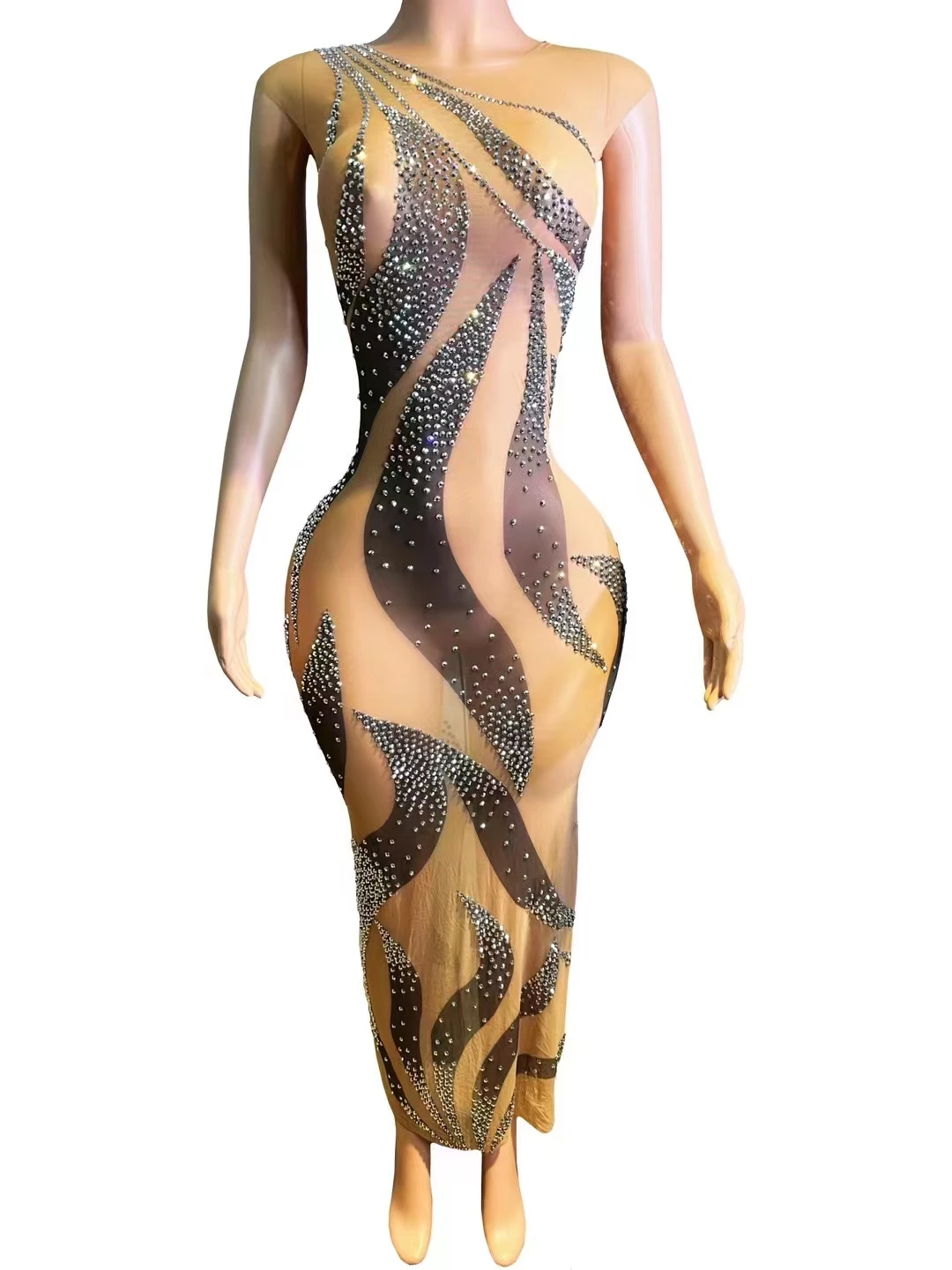 Fashion Silver Rhinestones TransparentSleeveless Long Dress Birthday CelebrateRhinestones Costume Evening Dance Xiangweishe A427
Fashion Silver Rhinestones TransparentSleeveless Long Dress Birthday CelebrateRhinestones Costume Evening Dance Xiangweishe A427