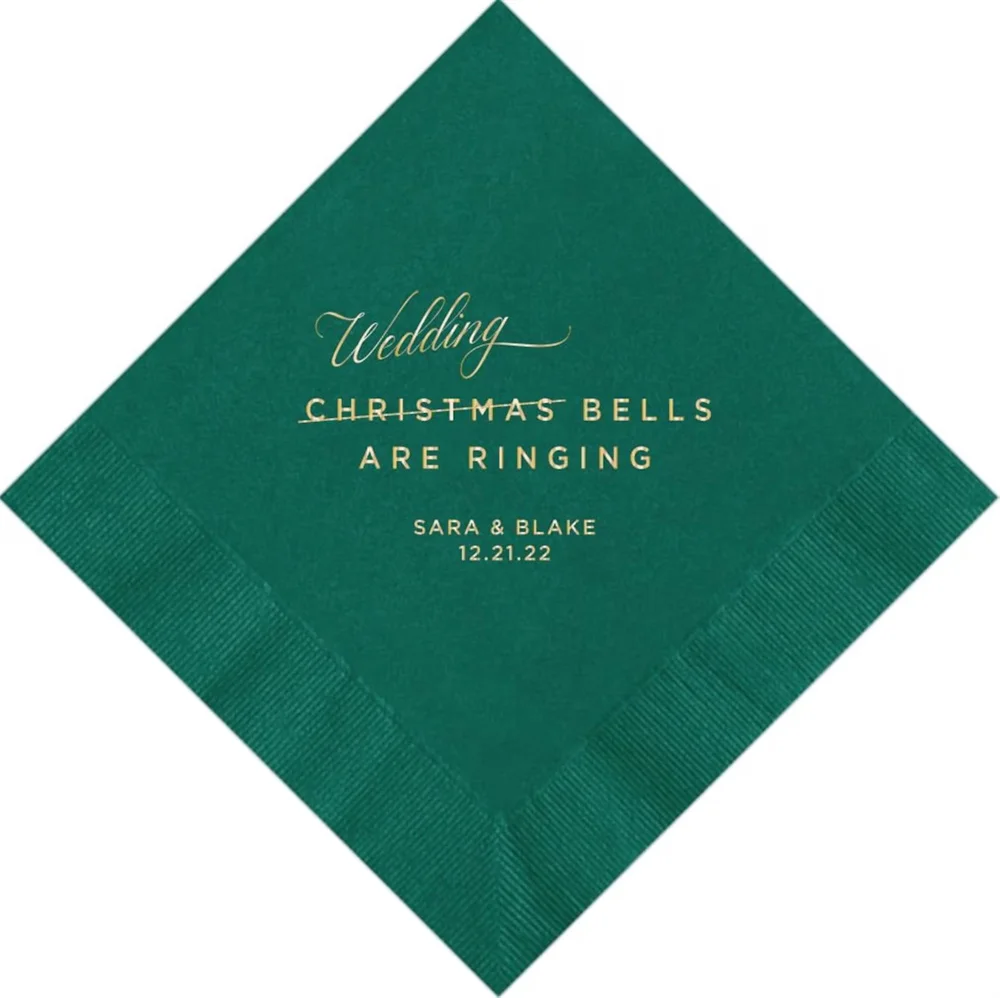 50PCS Personalized Christmas Wedding Napkins Wedding Bells are Ringing Cocktail Beverage Luncheon Dinner and Guest Towel Size Av
50PCS Personalized Christmas Wedding Napkins Wedding Bells are Ringing Cocktail Beverage Luncheon Dinner and Guest Towel Size Av
