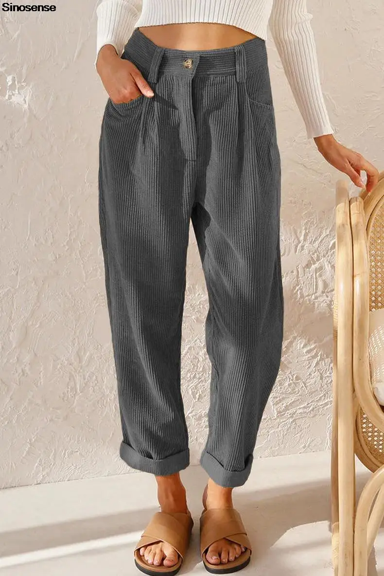 Women's Casual Corduroy Pants Loose Fit Straight Leg Trousers With Pockets High Waisted Autumn Long Trousers Pants Fall Clothes
Women's Casual Corduroy Pants Loose Fit Straight Leg Trousers With Pockets High Waisted Autumn Long Trousers Pants Fall Clothes