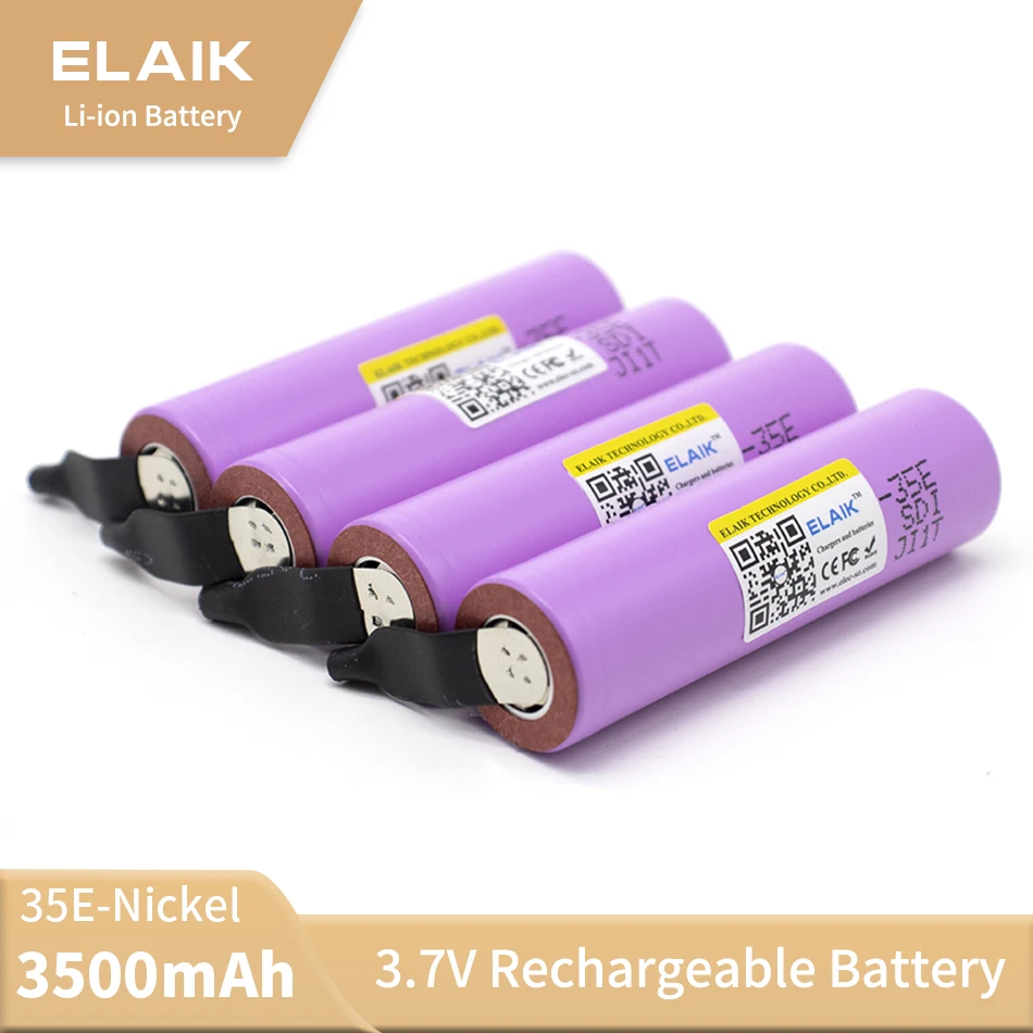 4pcs 3.7V 3500mAh 18650 Power Lithium Battery high capacity rechargeable battery performance stable 35E- nickel sheet
4pcs 3.7V 3500mAh 18650 Power Lithium Battery high capacity rechargeable battery performance stable 35E- nickel sheet