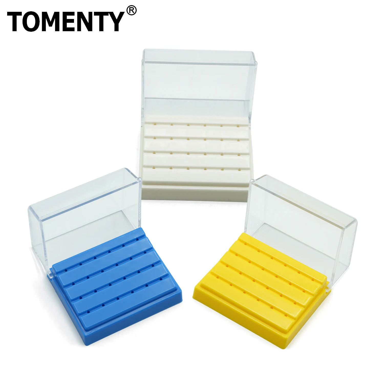 

24 Holes Plastic Dental Bur Holder Disinfection Carbide Burs Block Drills Case Box Blue/White/Yellow for Dentist Lab Equipment