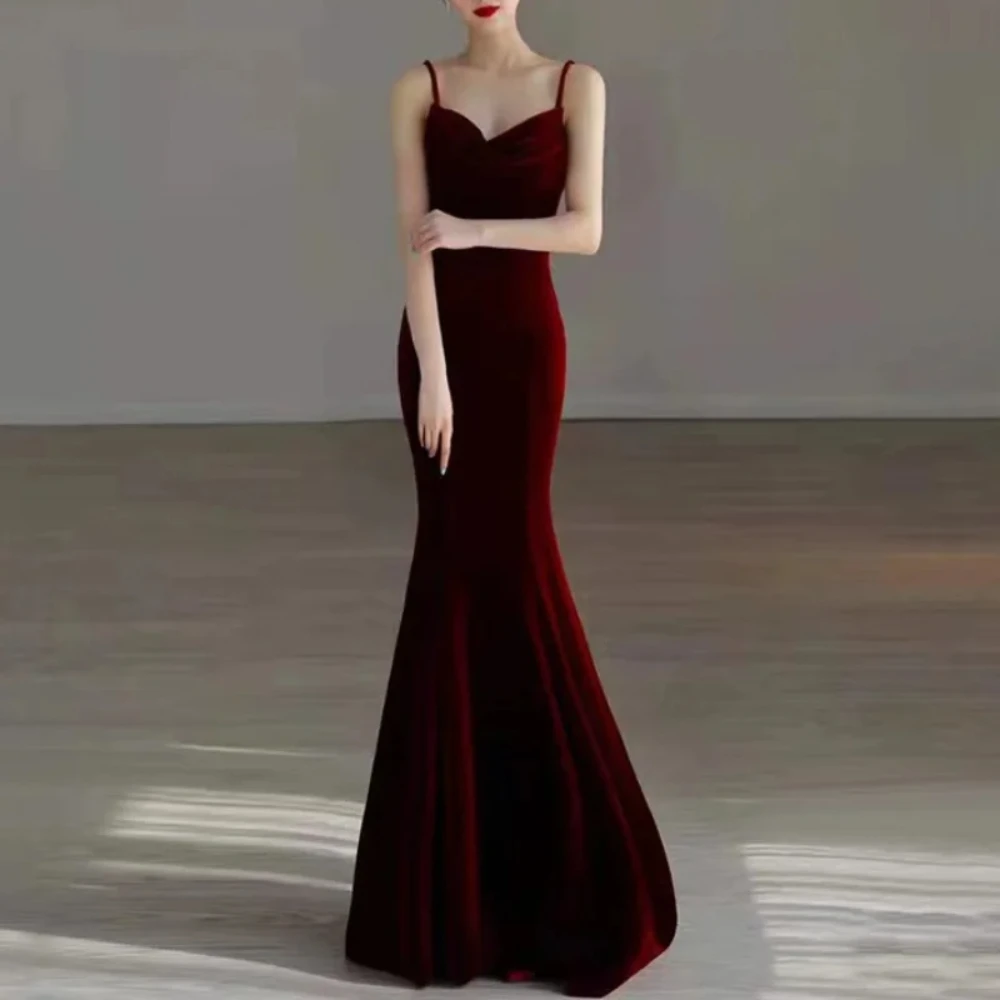 Elegant Evening Dress V-Neck Sleeveless Mermaid Prom Gowns Cross Lace Up Backless Bow 2024 New Wine Red Sling Vestidos De Fiesta
Elegant Evening Dress V-Neck Sleeveless Mermaid Prom Gowns Cross Lace Up Backless Bow 2024 New Wine Red Sling Vestidos De Fiesta