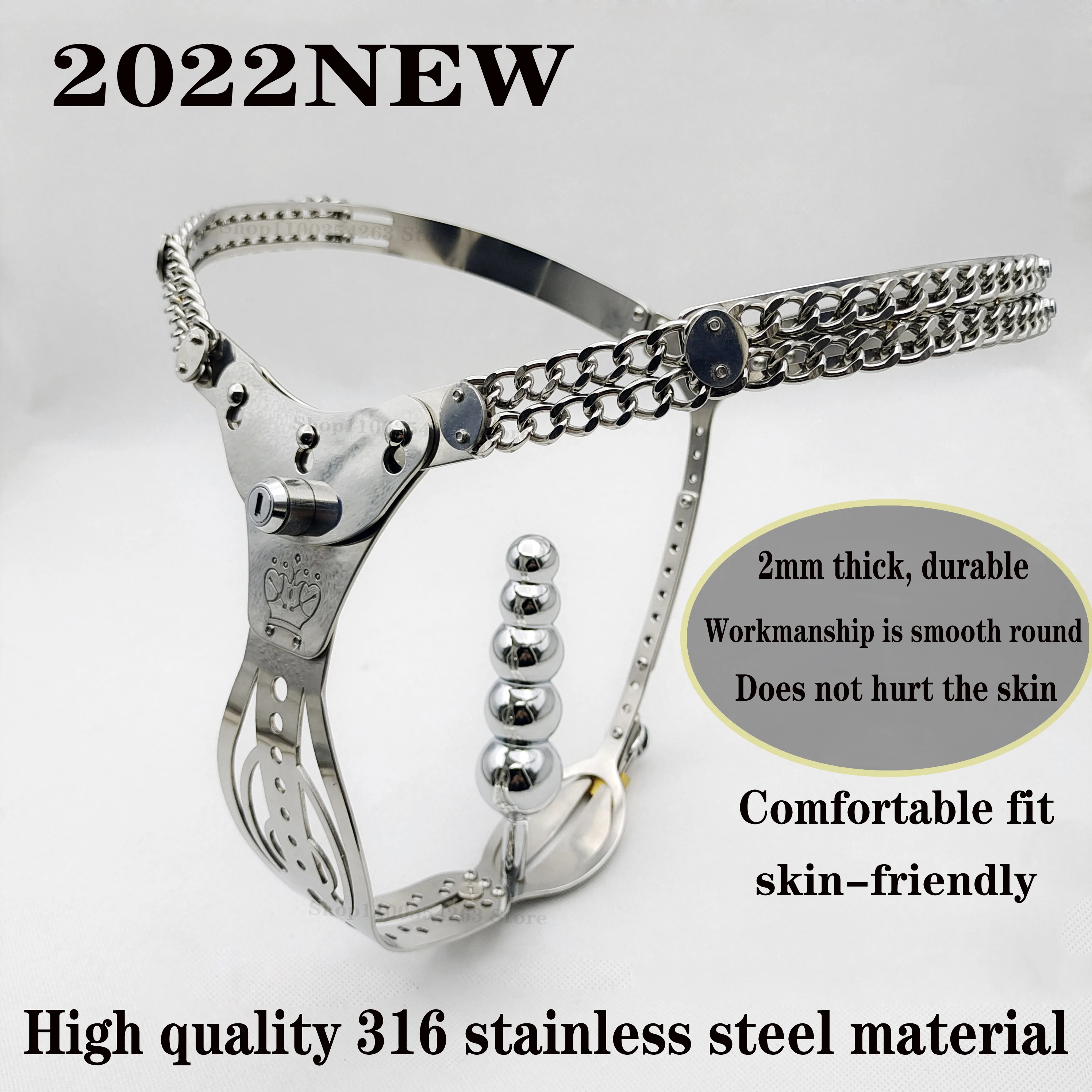 2022 Hollow Out 316 Stainless Steel Female Chastity Belt Anal Plug