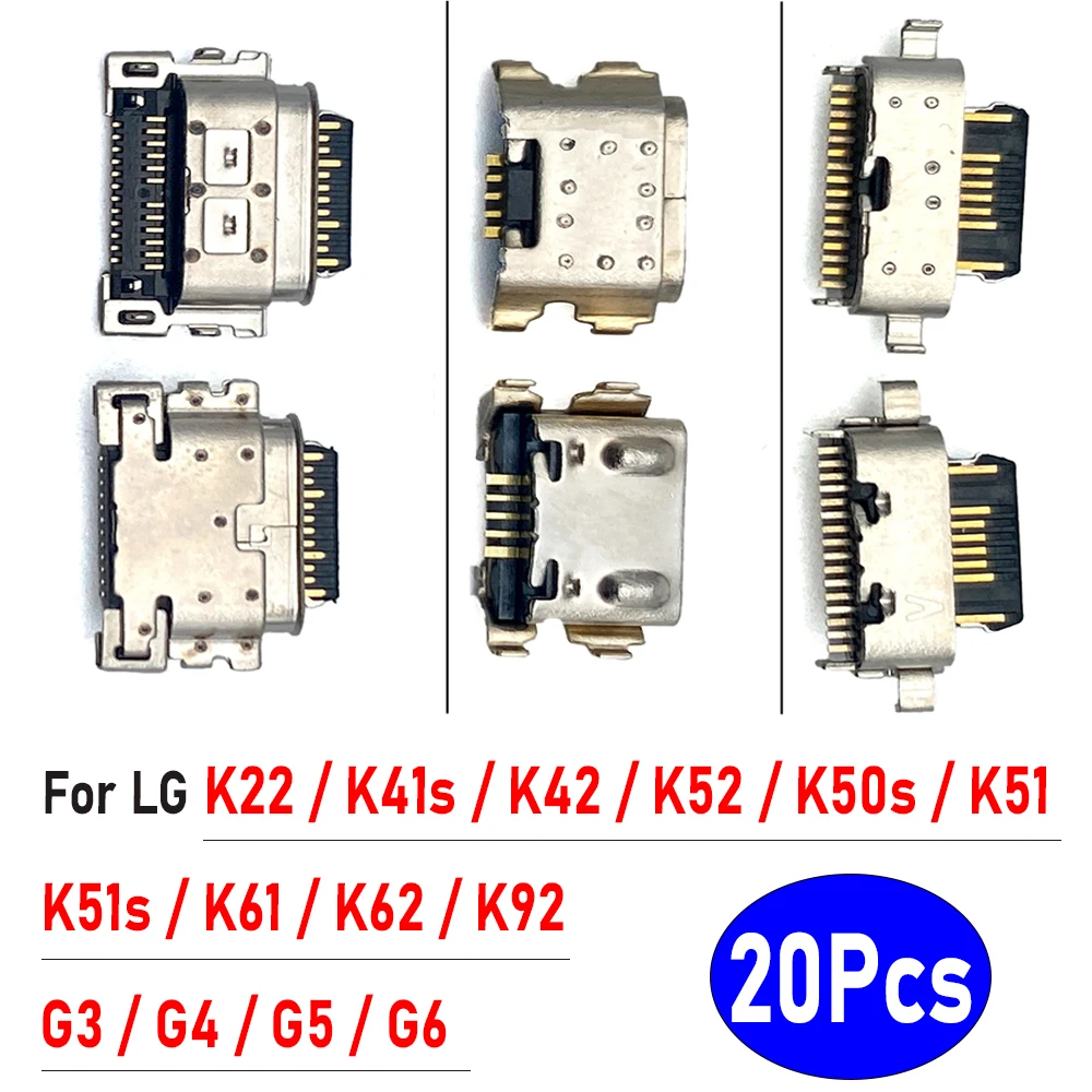 

20Pcs，For LG K22 K41S K42 K52 K50S K51 K51S K61 K62 K92 G3 G4 G5 G6 Micro Mini USB jack socket connector charger Charging Port