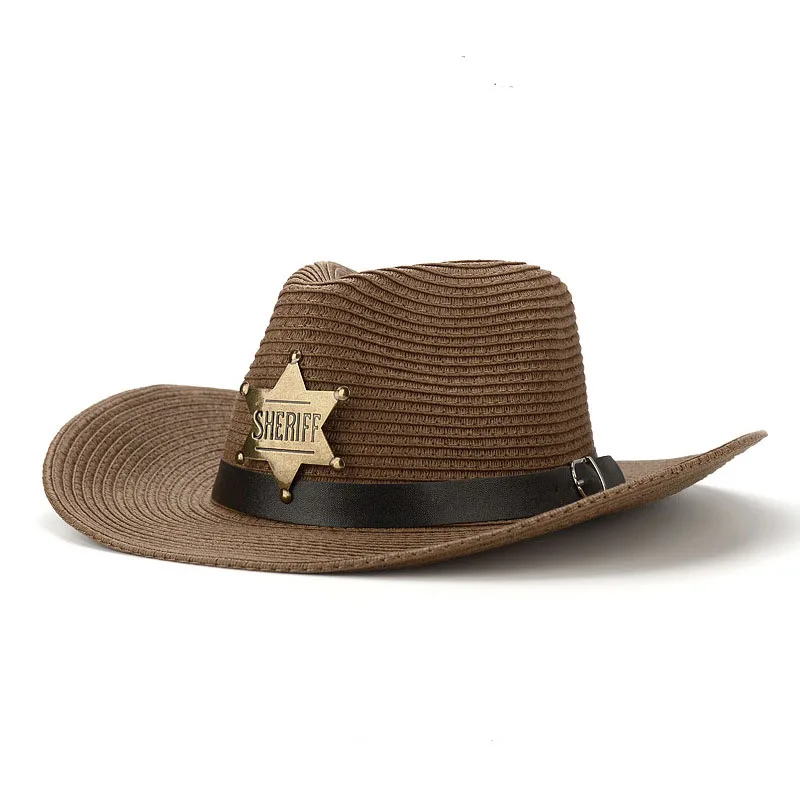

Summer Western Cowboy Sun Straw Hat For Men Women Outdoor Travel Cowgirl Sunshade Beach Panama Jazz Sombrero Hombre