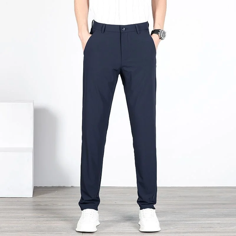 Spring and summer new elastic men's casual pants slim fit thin non iron straight trend
Spring and summer new elastic men's casual pants slim fit thin non iron straight trend