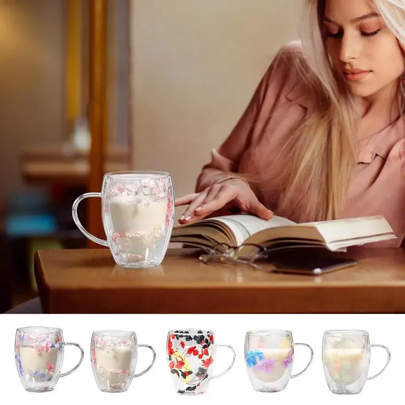 

350ml Heat Resistant Double Wall Glass Cup Coffee Mugs Insulated Layer Cups Set for Bar Tea Milk Juice Water Espresso Glass Gift