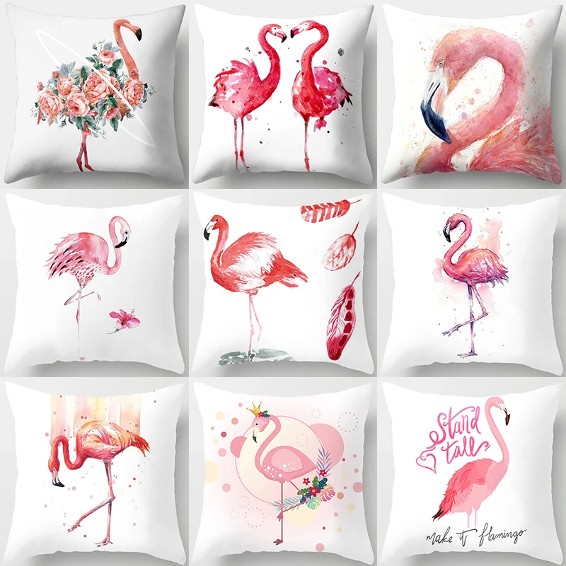 

Flamingo Print Polyester Pillows Case Hot Bohemian Decorative Geometric Throw Pillows Sofa Couch Cover 45x45 Home Decor