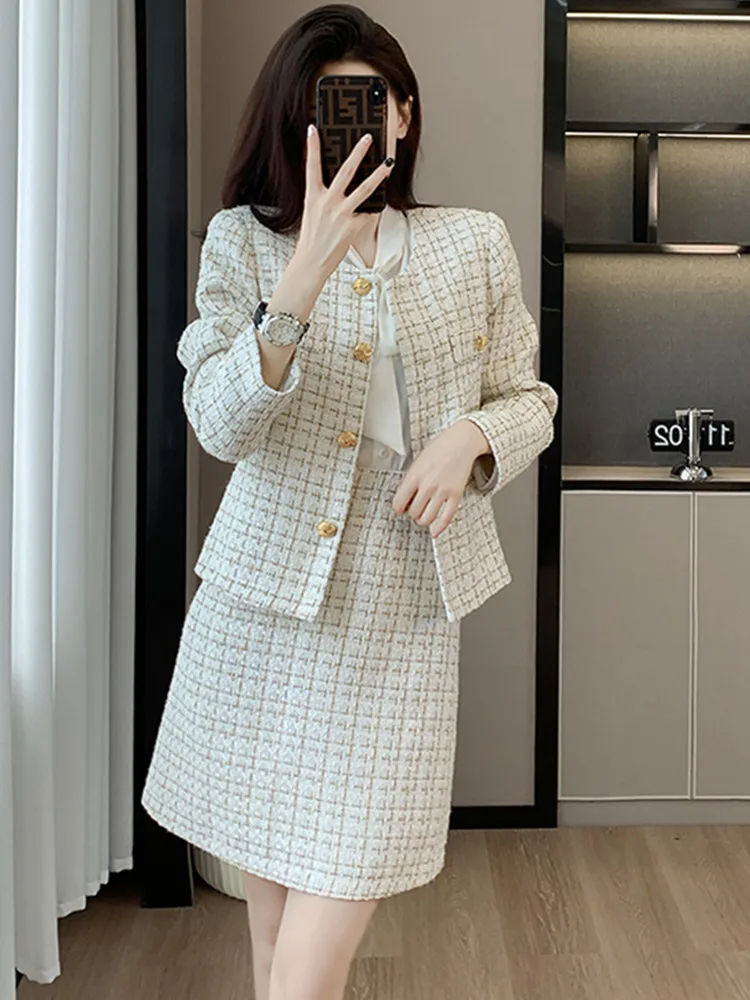 New Fashion Single Breasted Long Sleeve Tweed Jacket Coat Two Piece Set Women's High Waist Woolen Skitr Sets Female Clothing
New Fashion Single Breasted Long Sleeve Tweed Jacket Coat Two Piece Set Women's High Waist Woolen Skitr Sets Female Clothing