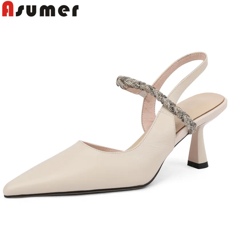 Женские босоножки из овечьей кожи ASUMER, с острым носком, без застежки, на тонком высоком каблуке, 2024
Женские босоножки из овечьей кожи ASUMER, с острым носком, без застежки, на тонком высоком каблуке, 2024