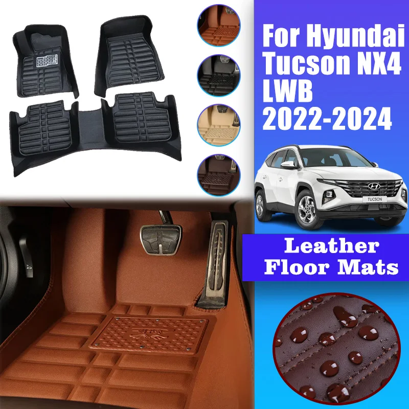 

LHD Car Mats Leather For Hyundai Tucson NX4 N-Line LWB 2022 2023 2024 Floor Mat Interior Spare Replacement Parts Car accessories