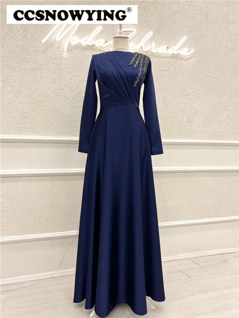 Satin Beaded Long Sleeve Muslim Evening Dresses Islamic Formal Party Gowns O Neck Arabic Kaftan Women Robes De Soirée
Satin Beaded Long Sleeve Muslim Evening Dresses Islamic Formal Party Gowns O Neck Arabic Kaftan Women Robes De Soirée