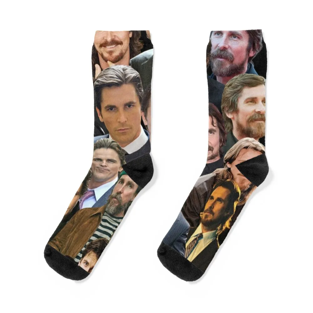 

christian bale photo collage Socks happy heated Sports compression Men's Socks Luxury Women's