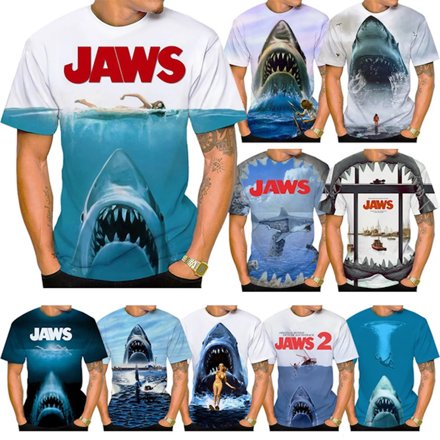 Newest Fashion 3D Print Jaws TShirt Cool Great Whte Shark Short Sleeved Tees Men/Women Hipster Funny Tops Hot Summer T Shirt
Newest Fashion 3D Print Jaws TShirt Cool Great Whte Shark Short Sleeved Tees Men/Women Hipster Funny Tops Hot Summer T Shirt