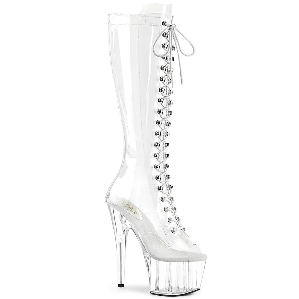 

17 cm front with high heels sexy transparent fun women's shoes, very popular 7 inch high fashion sexy high dance shoes
