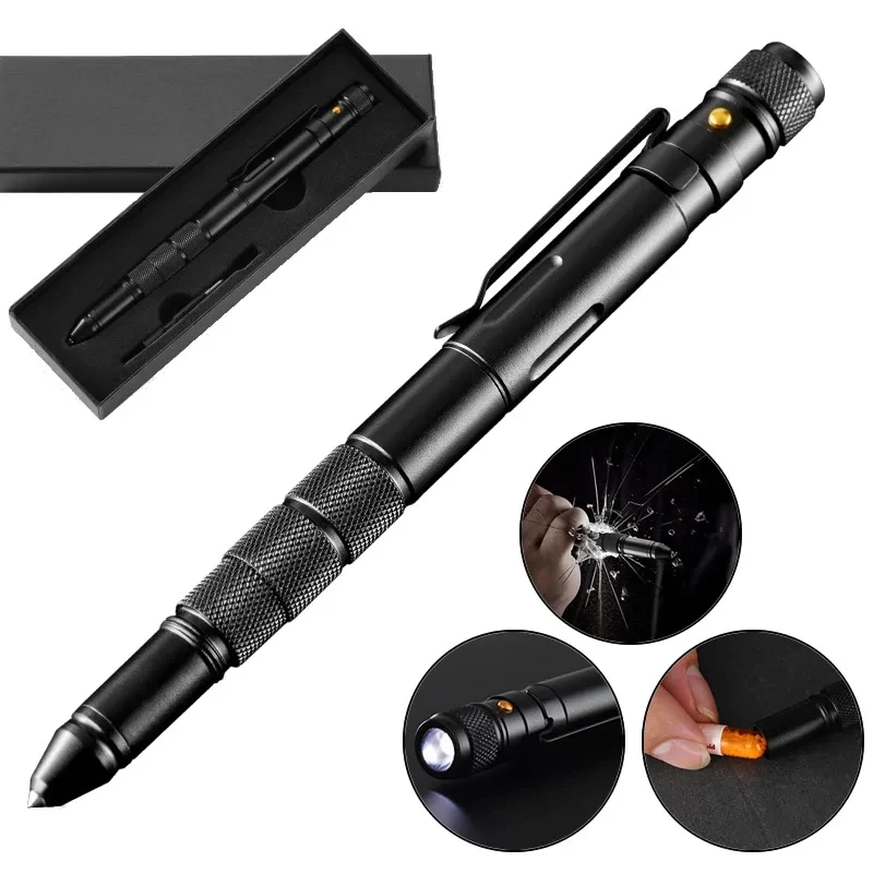 

5-In-1 Portable Defense Multi Function Tactical Pen Outdoor Emergency Flashlight Screwdriver Bottle Opener Self Rescue EDC Tool