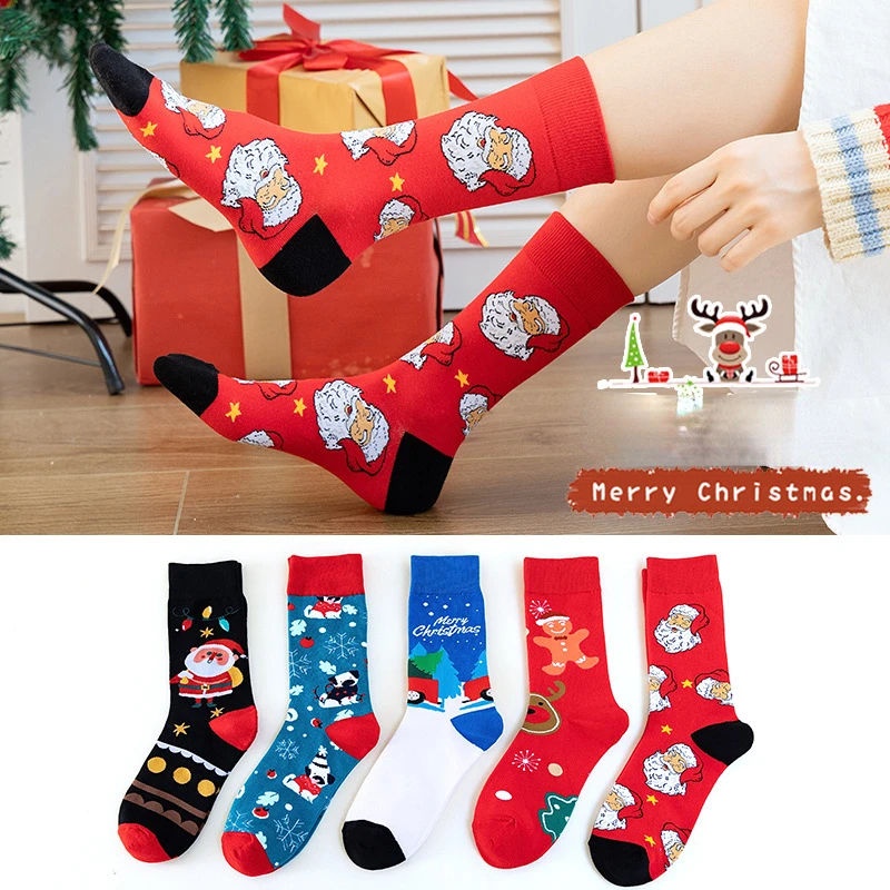 

Creative Christmas Socks Colorful Fun Socks Children Cute Sock Christmas Gift Elk Snowman Santa Printed Socks for Men Women