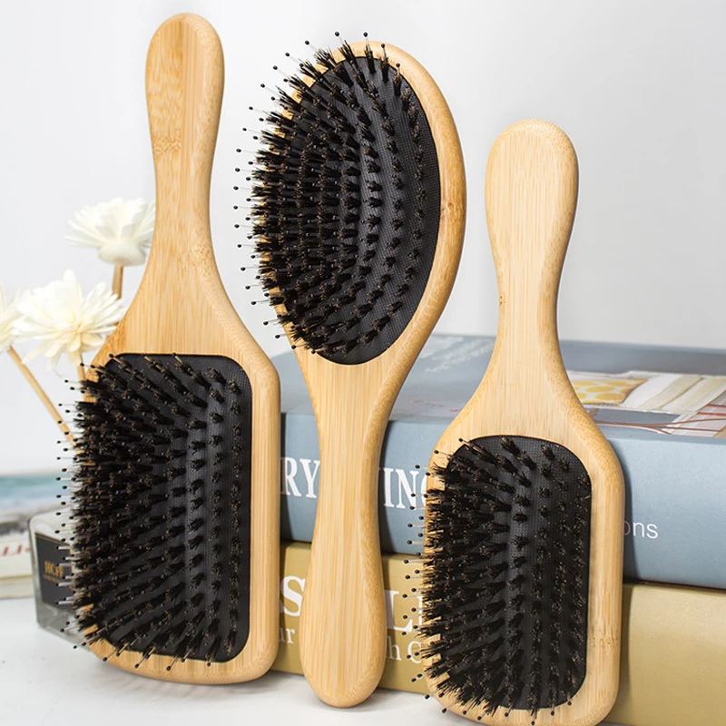 

Женская Массажная бамбуковая щетка для волос, антистатические высококачественные расчески для уменьшения выпадения волос, инструмент для укладки, парикмахерские аксессуары