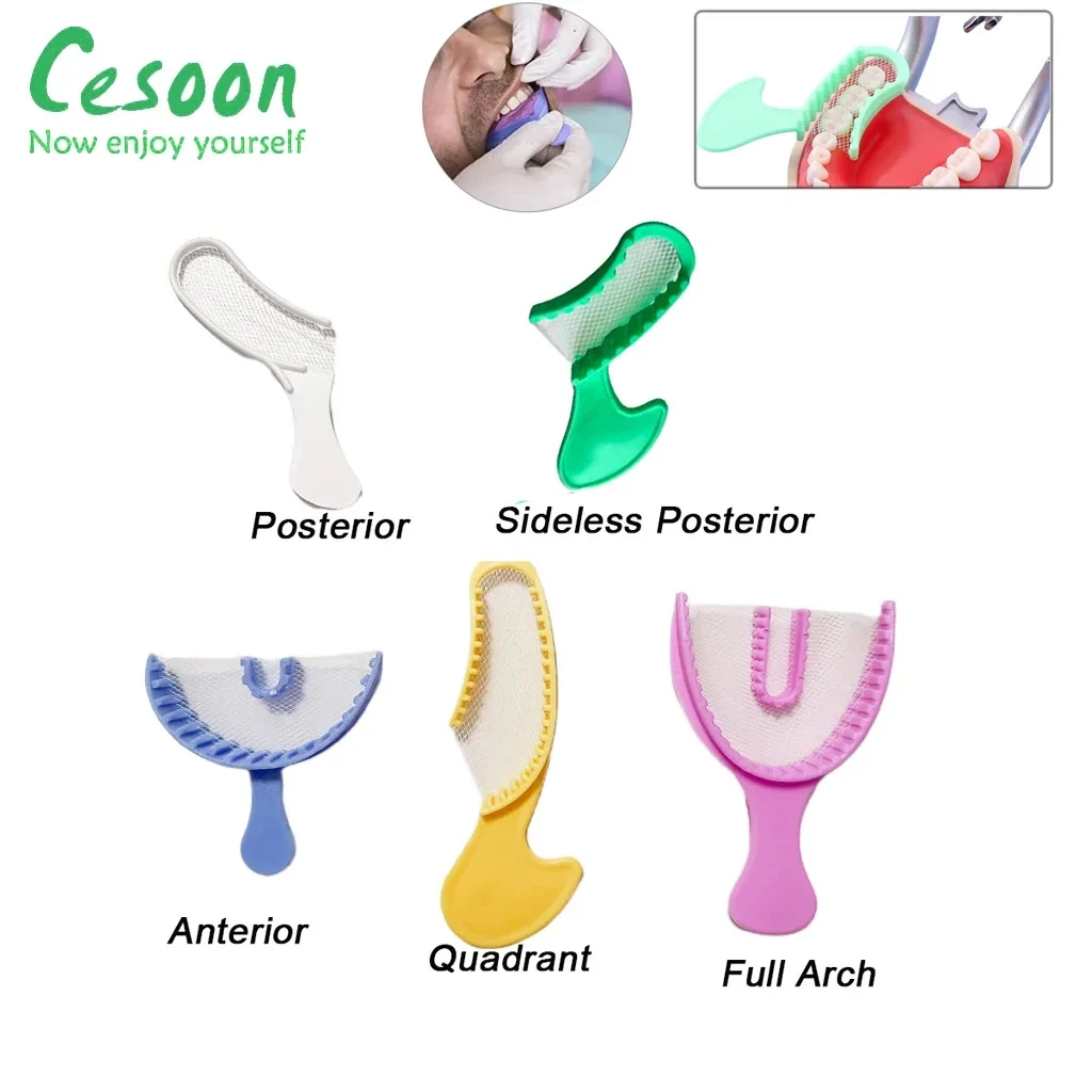 

50Pcs/Pack Dental Impression Bite Registration Tray With Net Colorful Disposable Plastic Bite Trays Dentistry Oral Care Tools