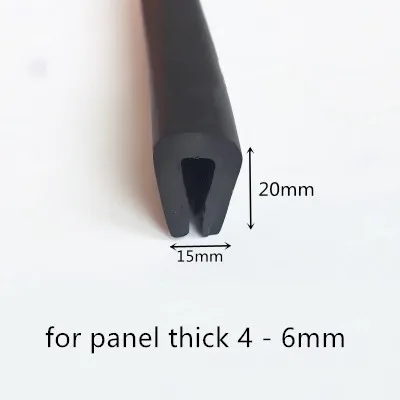 

Rubber Sealing U Strip 20x15x20mm for 4 -6mm thick Glass Metal Car Wood Panel Board Edge Encloser Shield Black