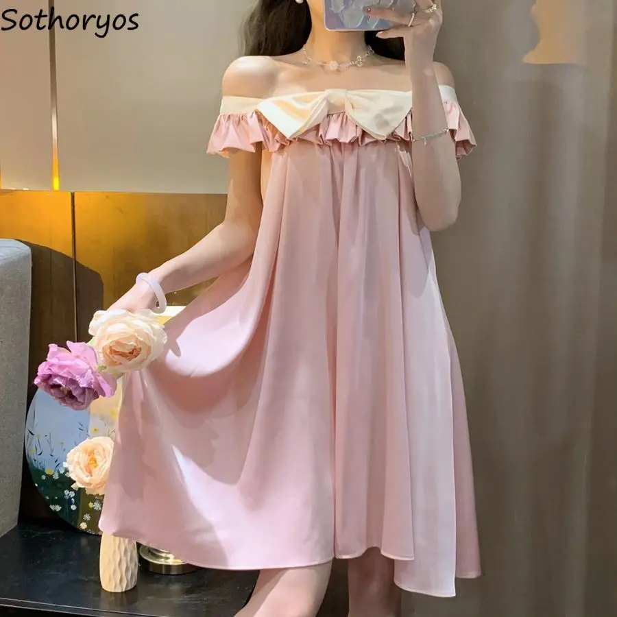 Summer Nightgowns Women Folds Sweet Simple Loose Breathable Cozy Design Stylish Ulzzang Bow Ladies Lounge Wear Sleeveless Home
Summer Nightgowns Women Folds Sweet Simple Loose Breathable Cozy Design Stylish Ulzzang Bow Ladies Lounge Wear Sleeveless Home