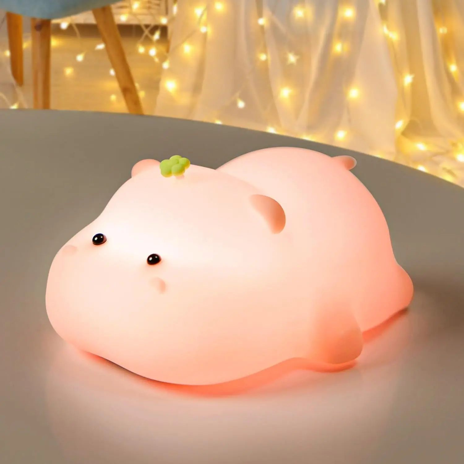 

Hippo Rechargeable LED Night Light Pat Silicone Lamp Bedside Cartoon Cute Children Nightlights for Home Room Decor Birthday Gift