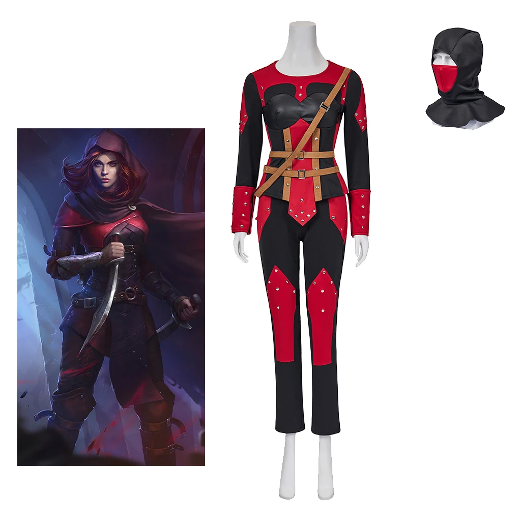 

Women Dark Brotherhood Shrouded Armor Skyrim Cosplay Costume Uniform Full Set With Headgear Halloween Disguise Cosplay Set
