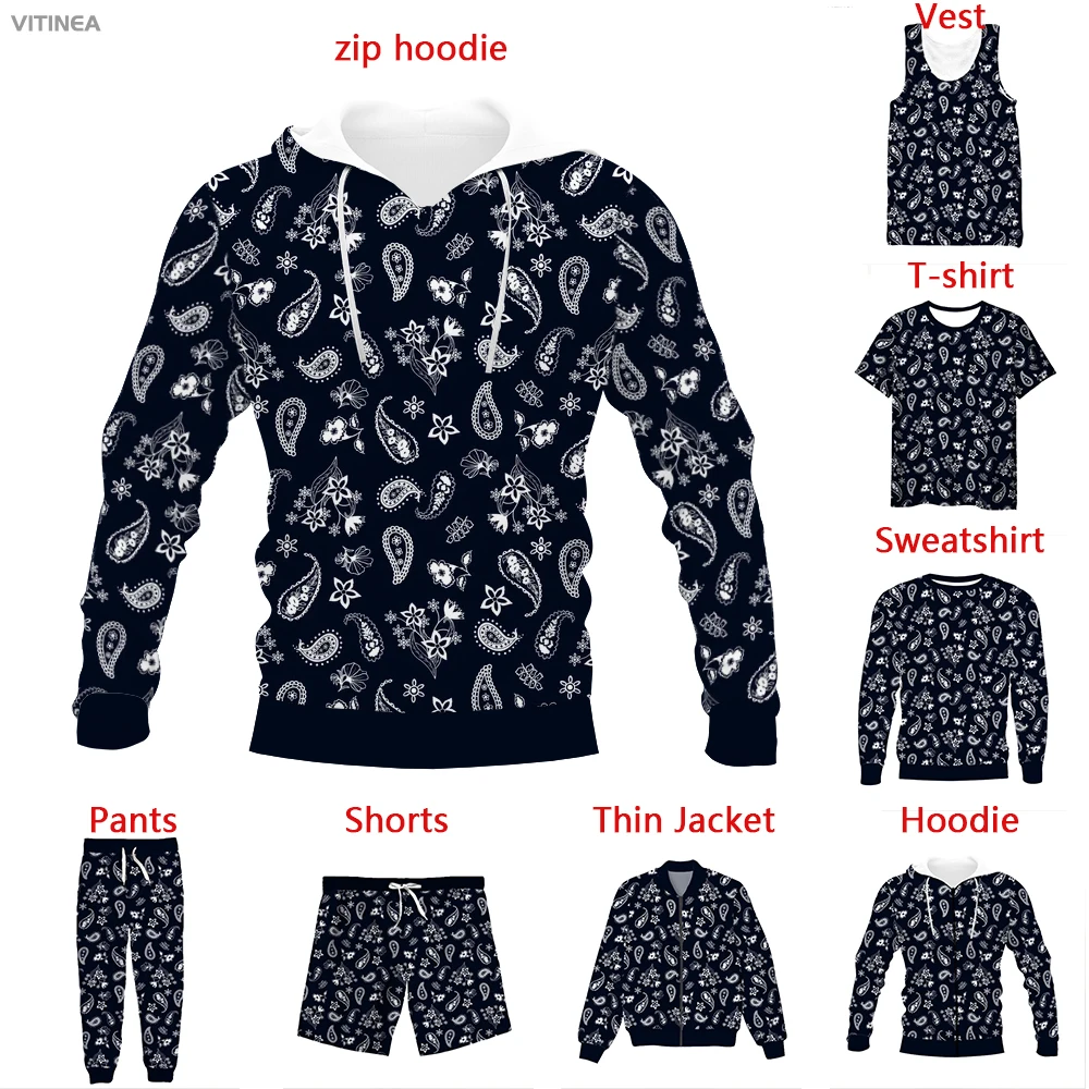 Vitinea New 3D Print Color Paisley Ornaments T-shirt/Sweatshirt/Zip Hoodies/Thin Jacket/Pants Four Seasons Casual A2450
Vitinea New 3D Print Color Paisley Ornaments T-shirt/Sweatshirt/Zip Hoodies/Thin Jacket/Pants Four Seasons Casual A2450