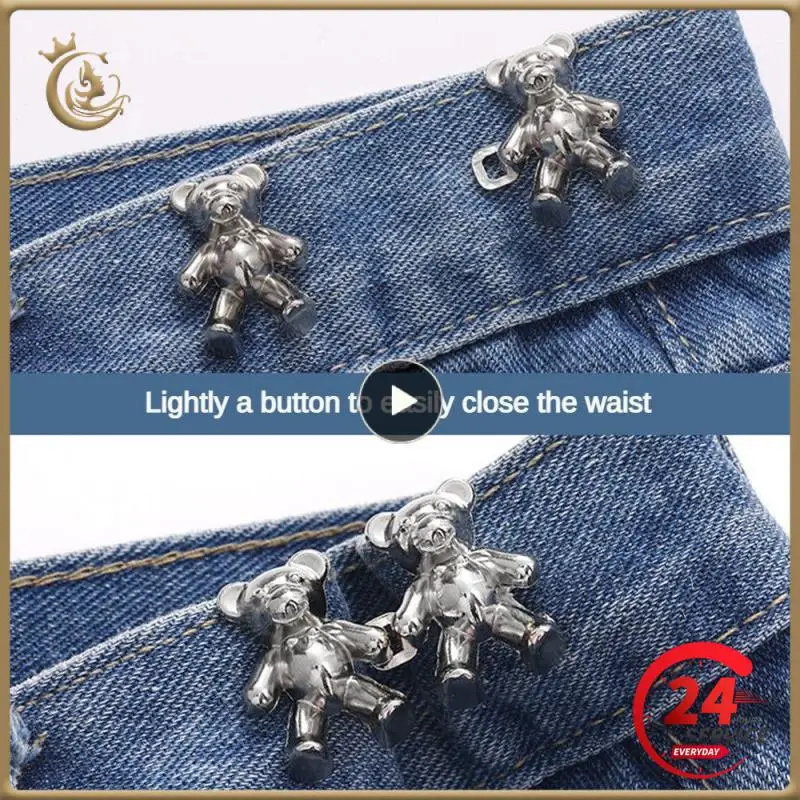 

Bear Detachable Metal Buttons Snap Fastener Pants Pin Retractable Button Sewing-Free Buckles Jeans Perfect Fit Reduce Waist