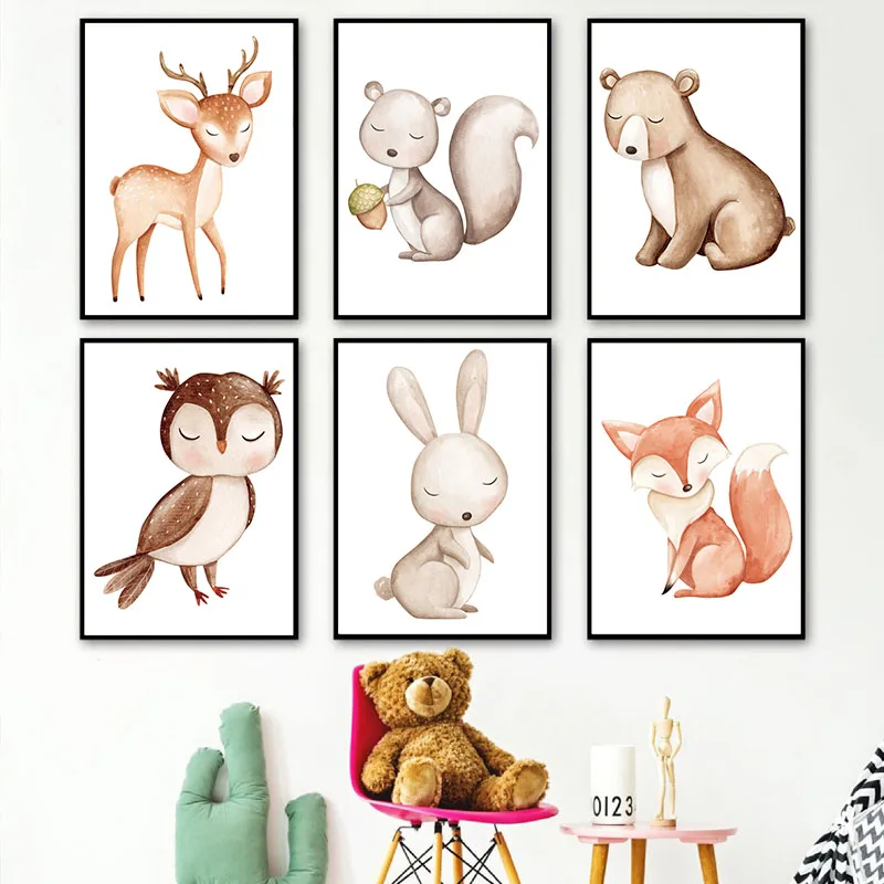 Boho Nursery Cute Rabbit Owl Fox Fawn Bear Squirrel Wall Art Canvas Painting Nordic Posters Prints Pictures Baby Kids Room Decor
Boho Nursery Cute Rabbit Owl Fox Fawn Bear Squirrel Wall Art Canvas Painting Nordic Posters Prints Pictures Baby Kids Room Decor