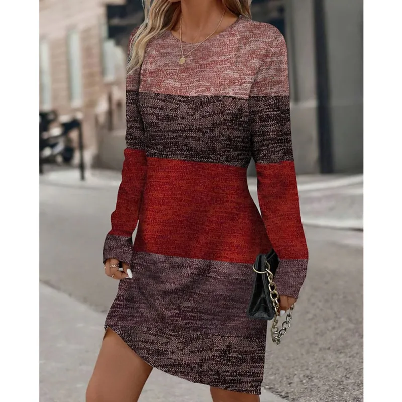 2024 Spring New Round Neck Contrast Comfortable Dress Women Long Sleeved O-Neck Casual Knee-length Dress Vestidos De Mujer
2024 Spring New Round Neck Contrast Comfortable Dress Women Long Sleeved O-Neck Casual Knee-length Dress Vestidos De Mujer