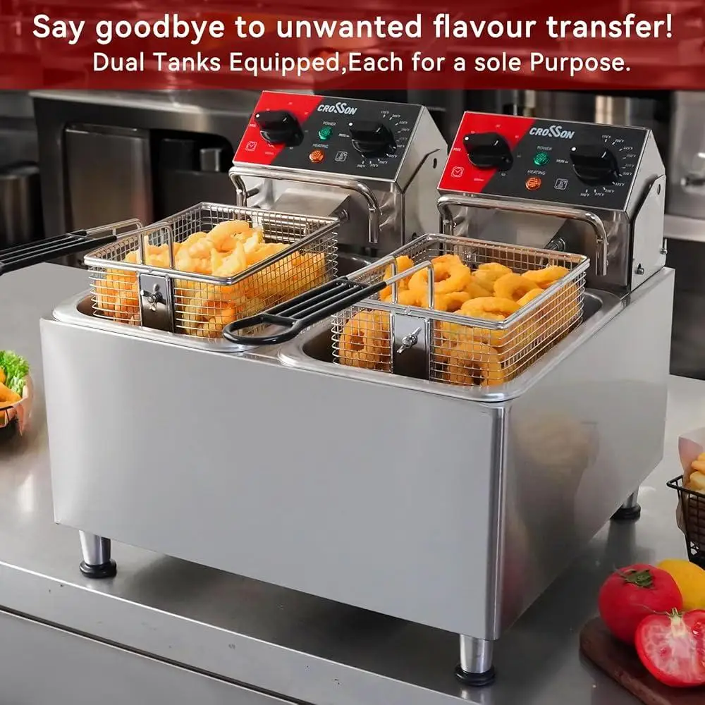 20L Dual Tank Electric Deep Fryer with Timer Removable Stainless Steel Oil Tank Powerful 3400W Temperature Control Easy 3 Mallzona S743080e8f6984d37a1bbf124f7c67135h 20L Dual Tank Electric Deep Fryer with Timer Removable Stainless Steel Oil Tank Powerful 3400W Temperature Control Easy Mallzona